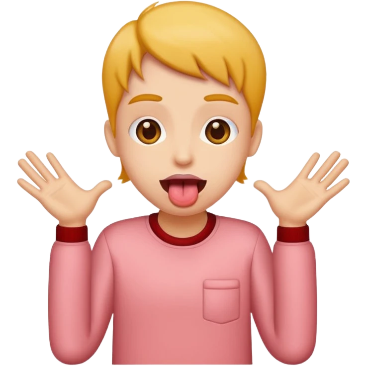 Tongue out with hands at sides emoji
