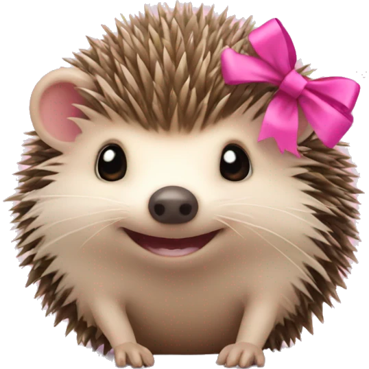Hedgehog holding a pink bow emoji