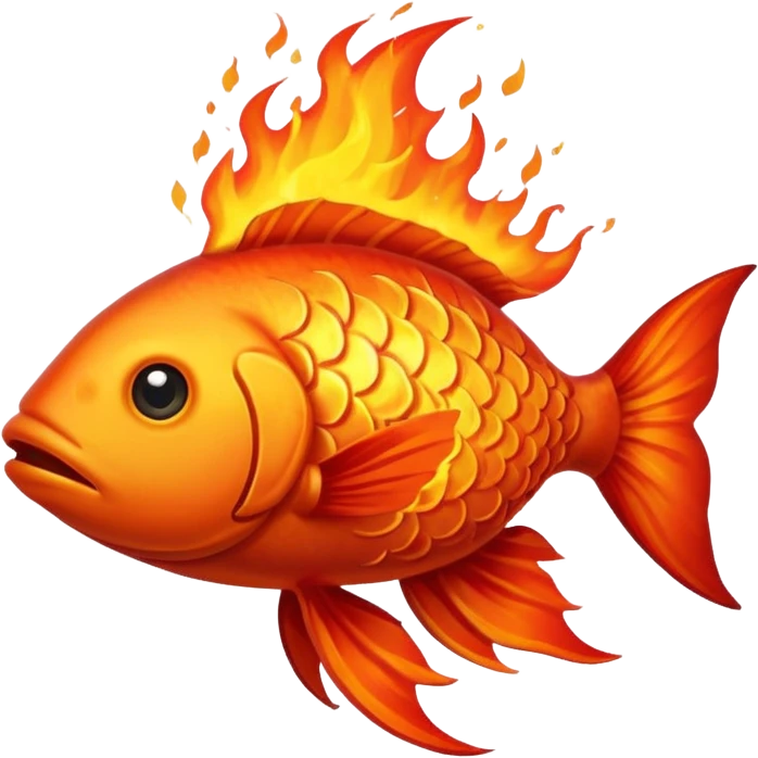fire elemental fish with fire effects emoji