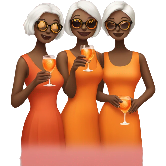 Three bright women drinking aperol spritz emoji