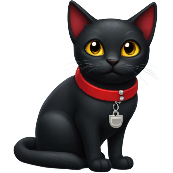 black vampire cat with a red collar emoji