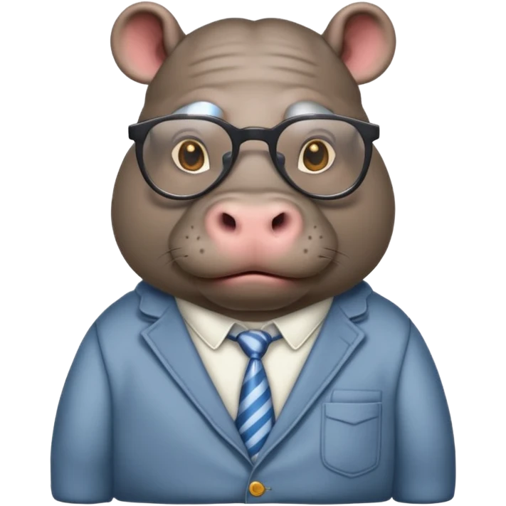 hippo with clothes and wearing glasses emoji