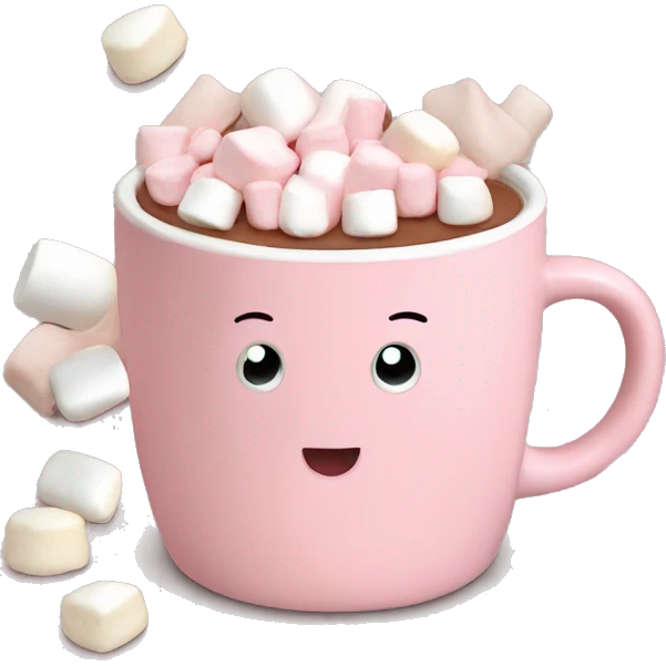 Light Pink mug of hot chocolate with marshmallows  emoji