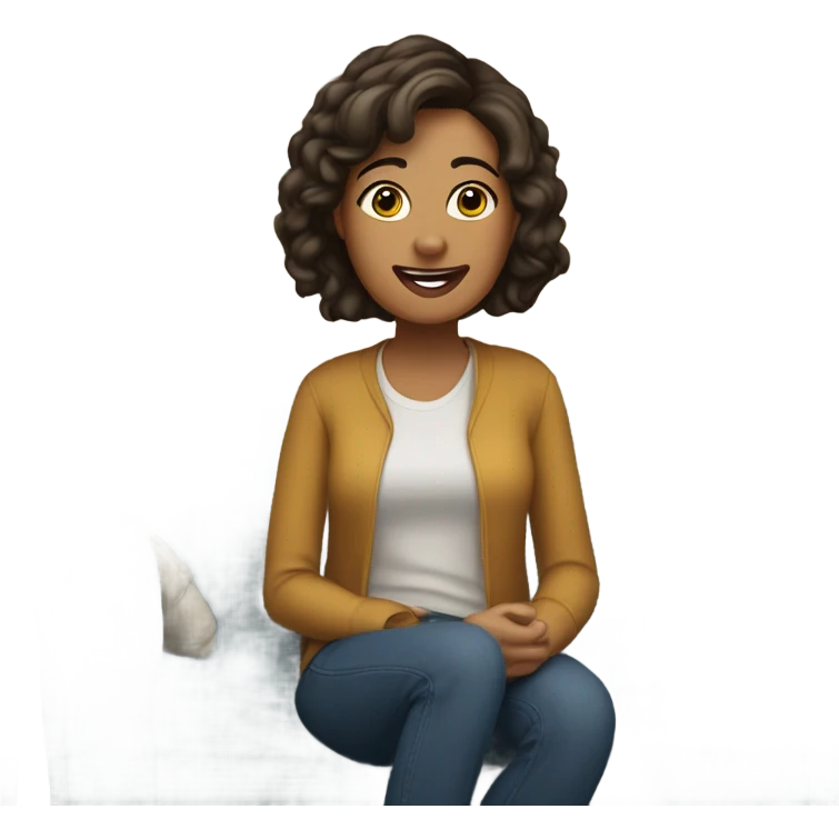 White brunette playing big brother emoji
