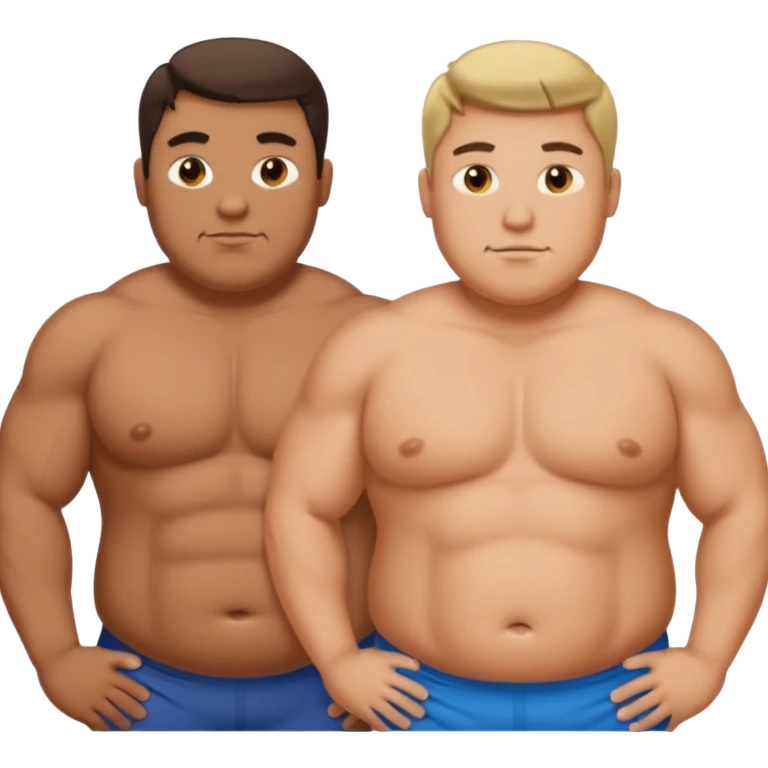 two men "before/after" the same but first fat then muscular emoji