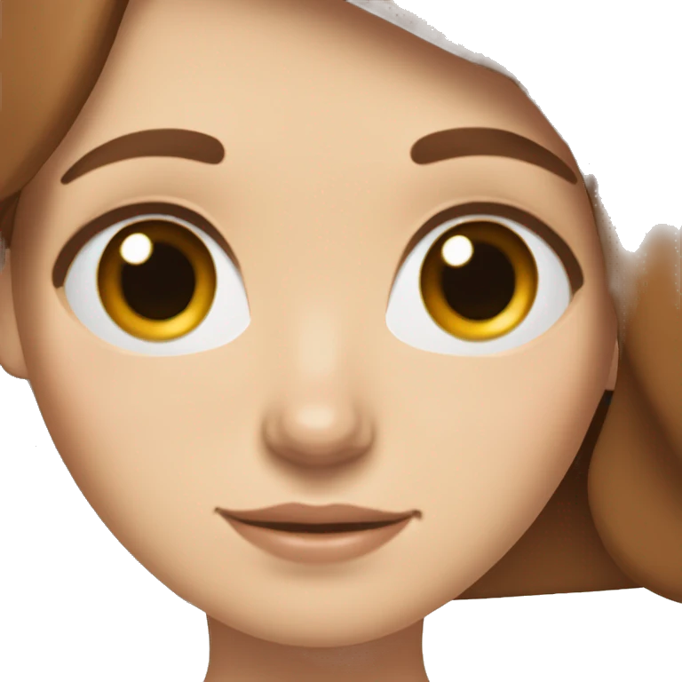 White girl with brown hair and blue eyes holding a red dachshund  emoji