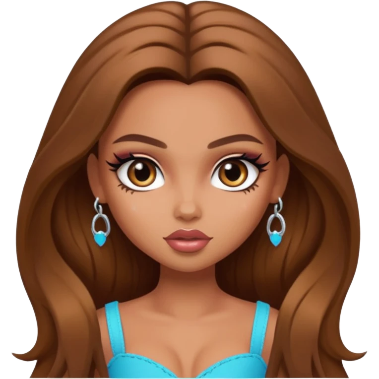 pretty bratz baddie, long brown hair emoji