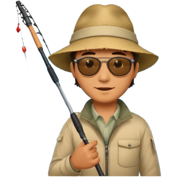 man holding a fishing pole with a shark at the end emoji