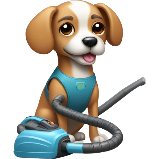 Small dog using a vacuum cleaner emoji