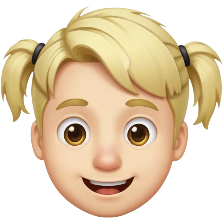 The blond guy with the pigtail looks surprised . smiley face for twitch emoji