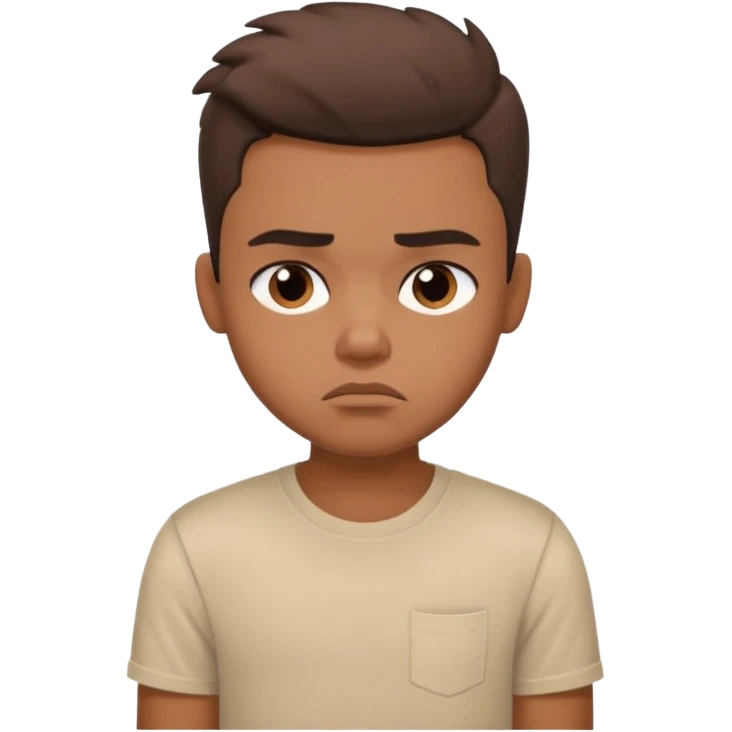 a pretty bratz dusky guy with half sleeved beige tshirt looking sleepy and bored emoji