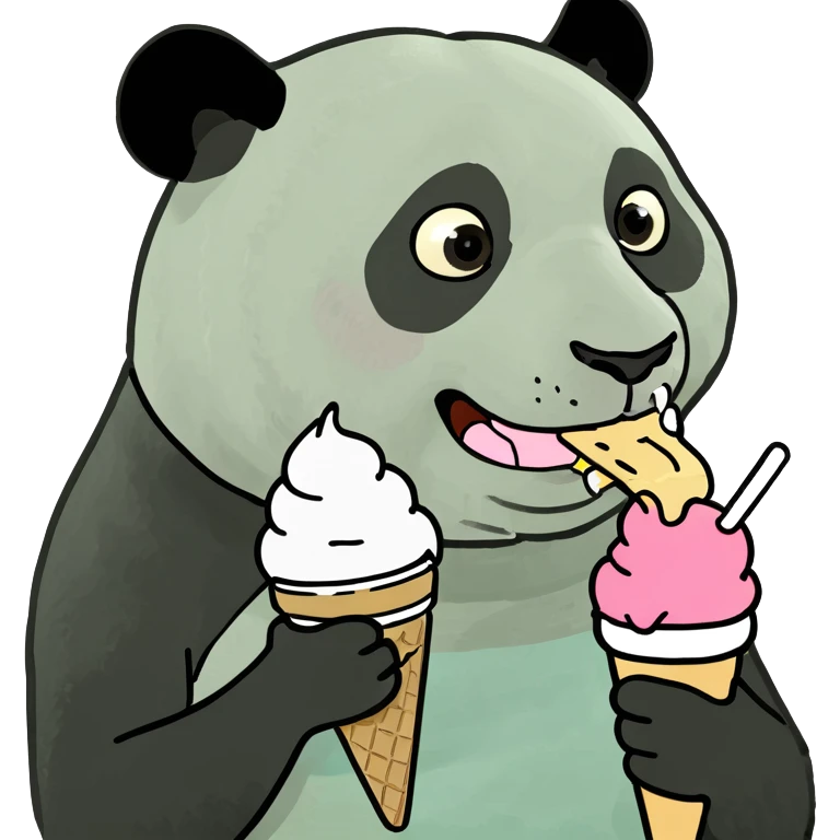 Panda eating ice cream emoji