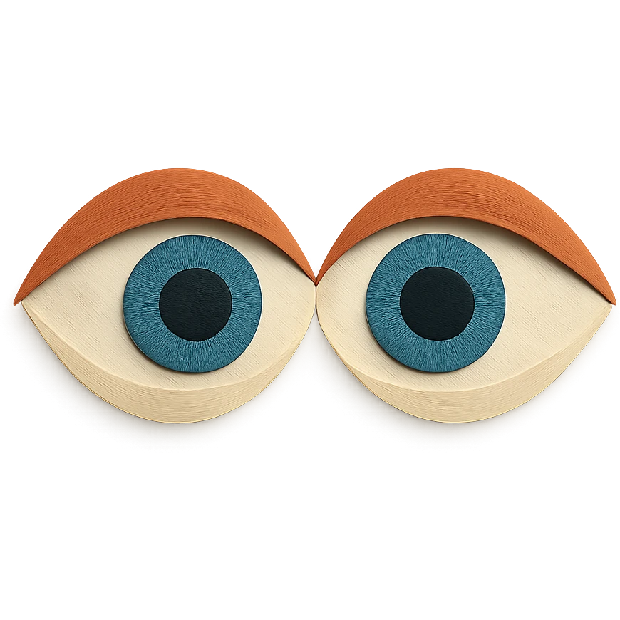 anatomically correct human eyes touching each other in paper craft style emoji