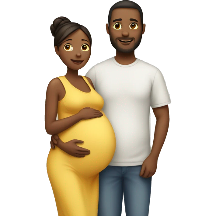 A pregnant woman with her husband  emoji