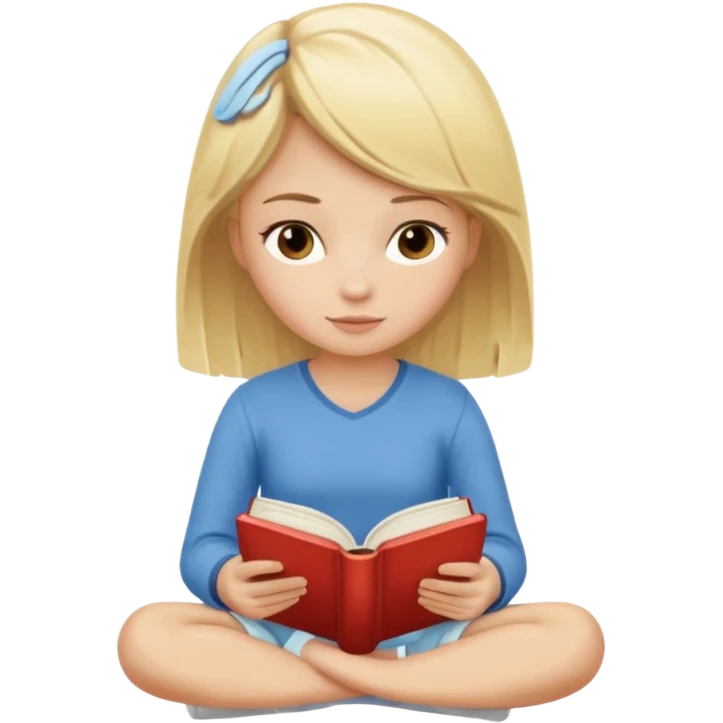 Blonde girl sitting reading a book emoji