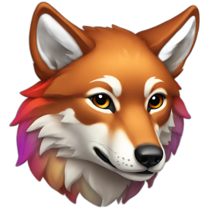 Red wolf with rainbow emoji