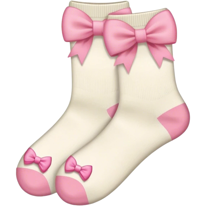 aesthetic biege socks with pink bows emoji