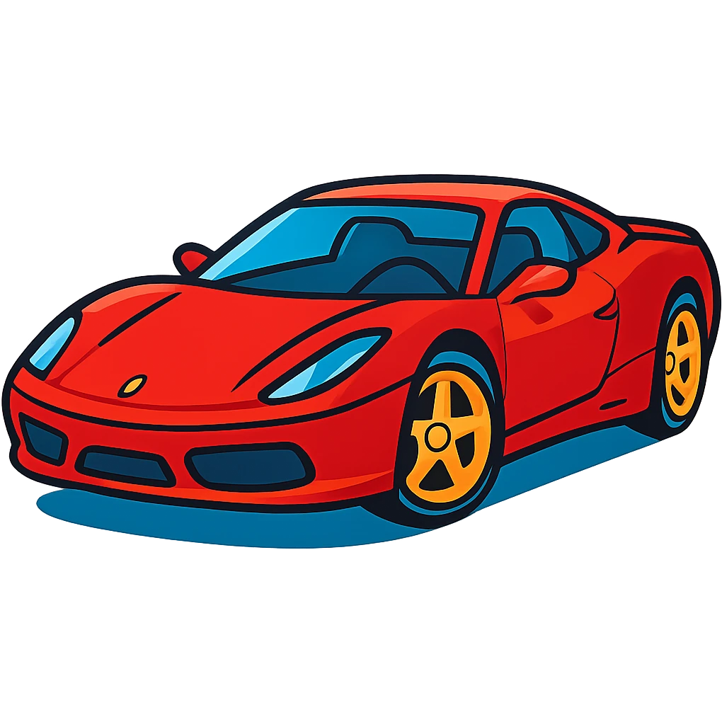 red Ferrari sports car, vibrant toon style emoji