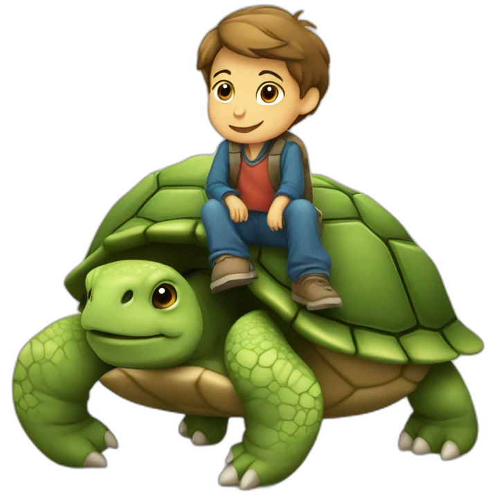 Un garçon sur une tortue  emoji