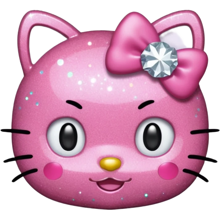 Glittery hello Kitty head emoji