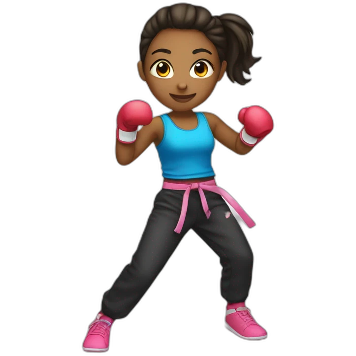 Girl doing kick box emoji