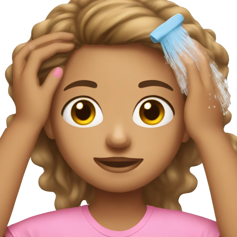 girl washing her hair pink shirt light brown skin emoji