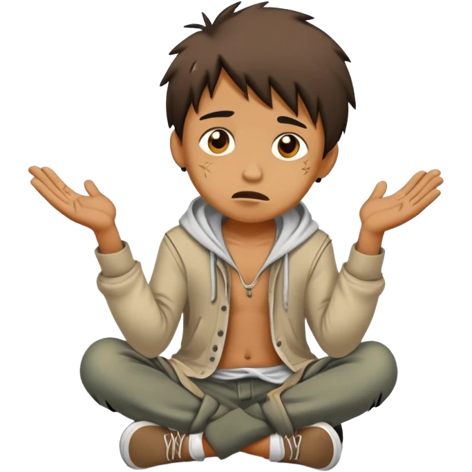 Broke boy on streets begging for money emoji