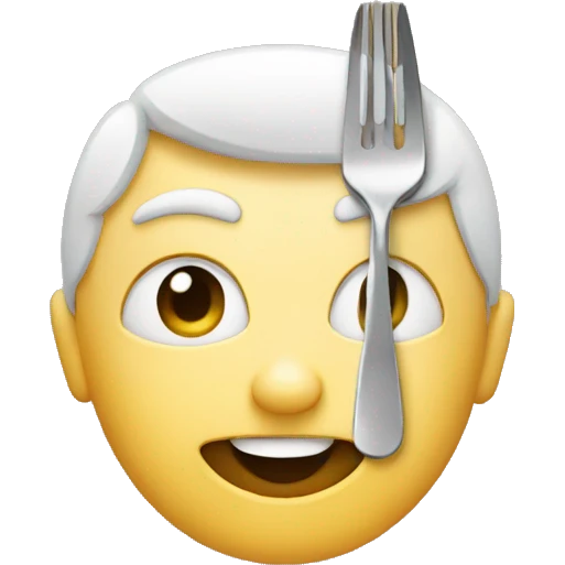 A face holding a fork and knife  emoji