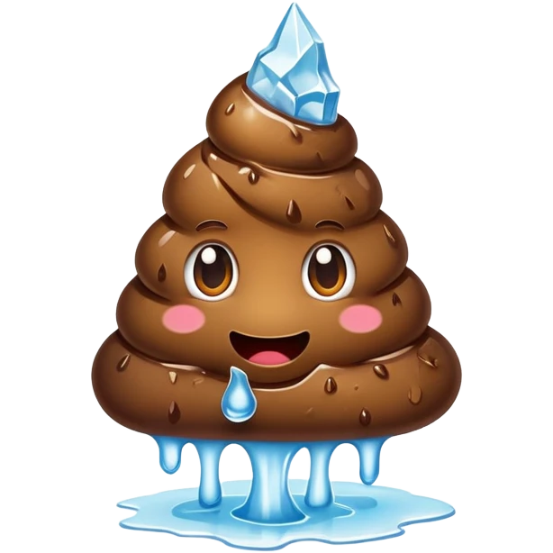 A poo holding ice emoji