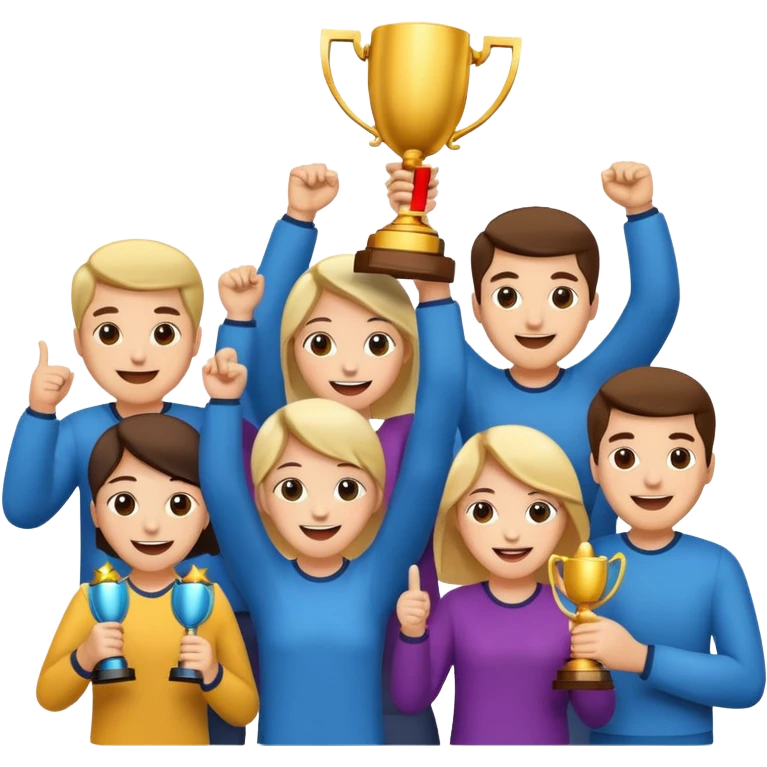 team celebrating with trophy emoji