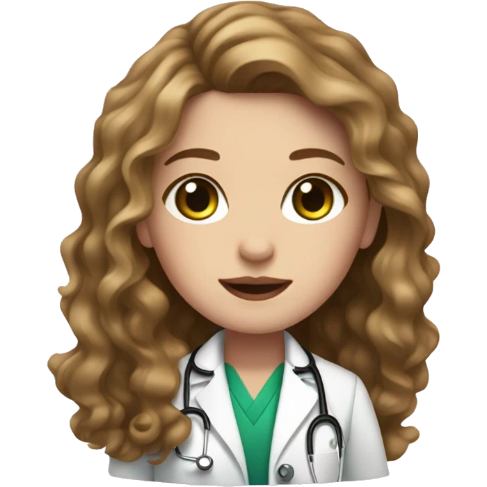 doctor, light brown hair, girl, white skin, wavy hair, freckles, green eyes, pink lips emoji