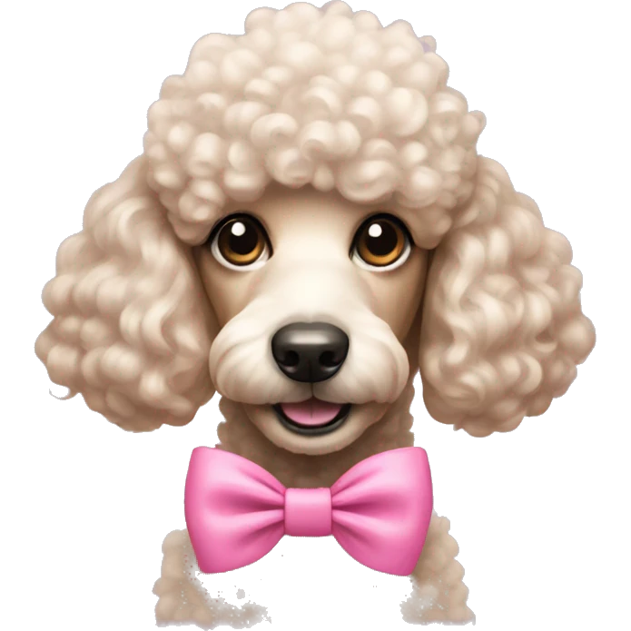 A poodle wearing a pink bow emoji