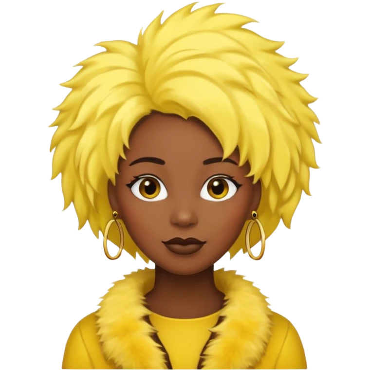 fashionist black woman with yellow fur hair clip emoji