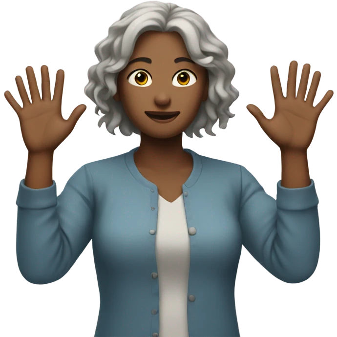 Krisha with her hands raised  emoji