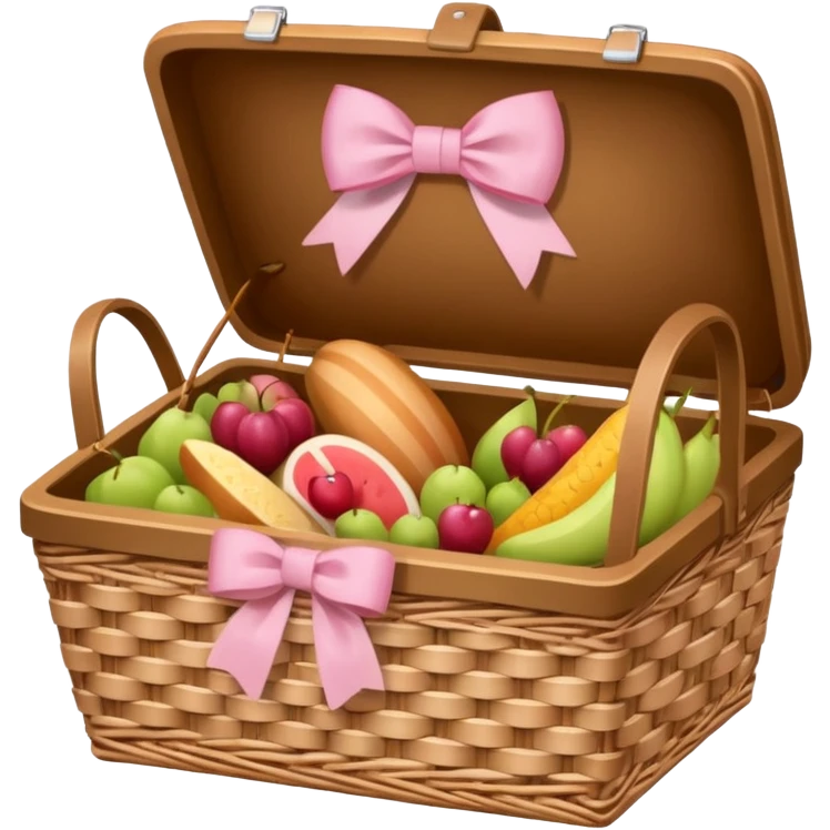 picnic basket decorated with a soft pink bow emoji