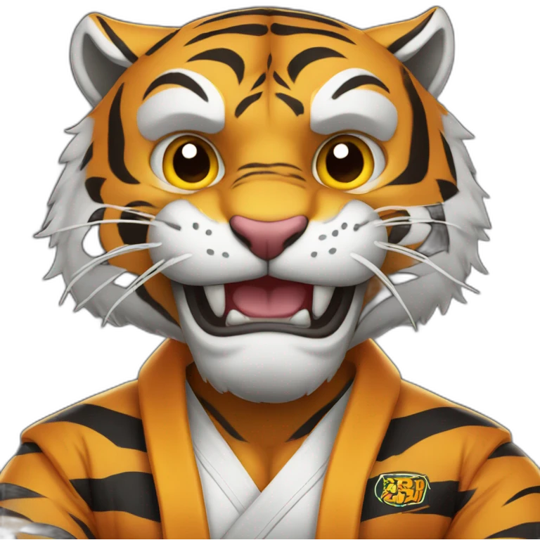 Tiger with evil face   jiu jitsu with his arms crossed emoji
