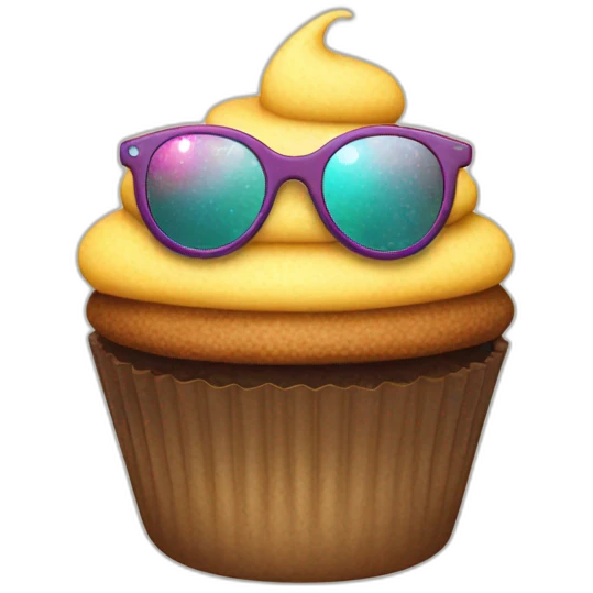 cupcake with cool pixel glasses emoji