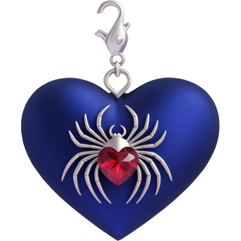 gothic heart, midnight blue silk texture, silver spider charm, elegant and moody emoji
