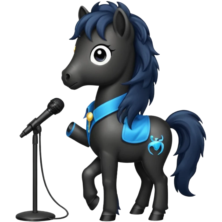 black pony with microphone emoji