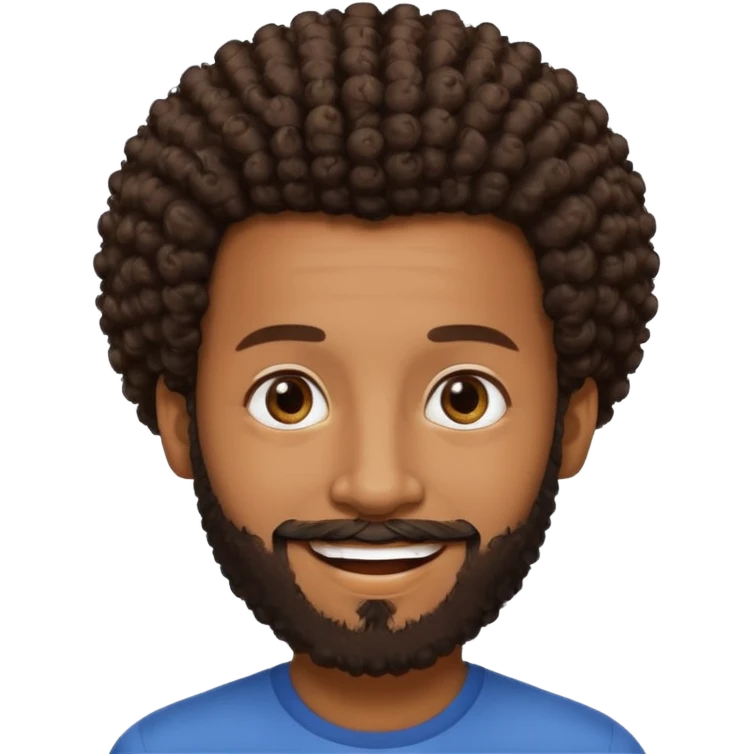 brown skin man with beard and a tiny curly  Afro fade with dark dark brown eyes  emoji