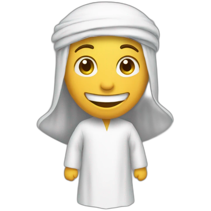 A person wearing an Arabic ghutra, laughing emoji