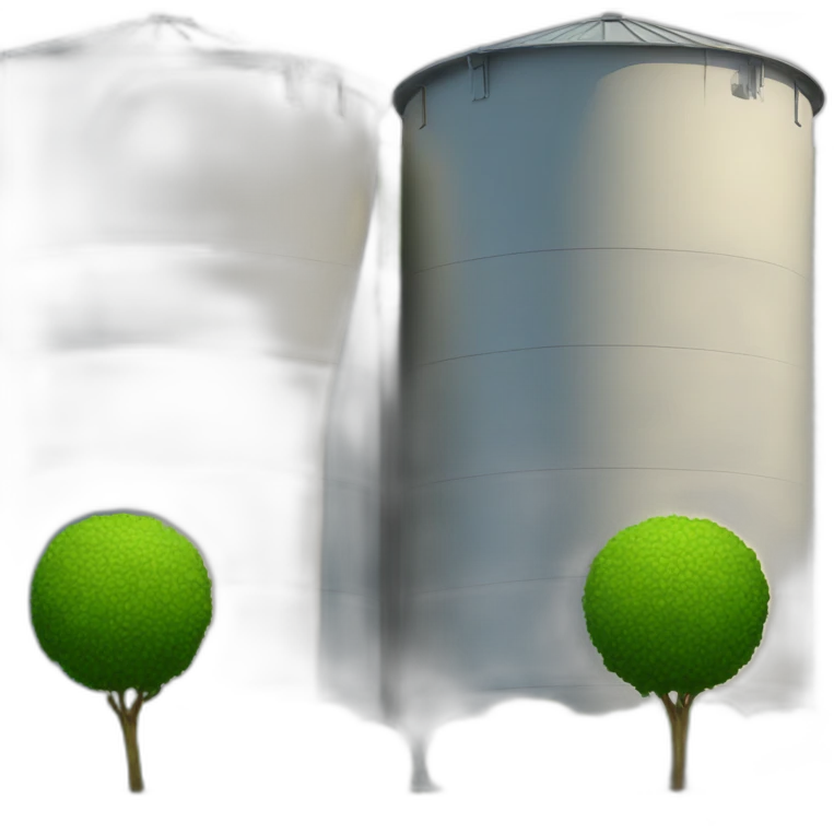 round bushes in front of silo emoji