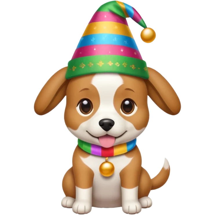 Dog in new yaer hat wrapped paper new yaer  emoji