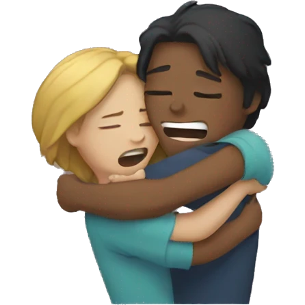 Friends hugging and crying emoji