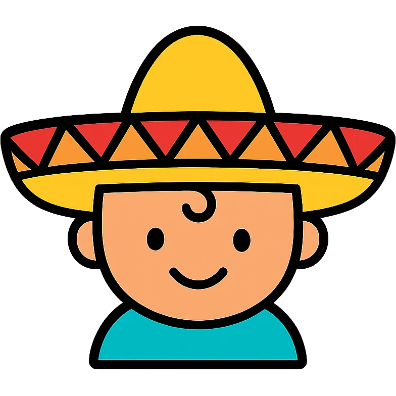 baby with charro hat, colorful outline style emoji