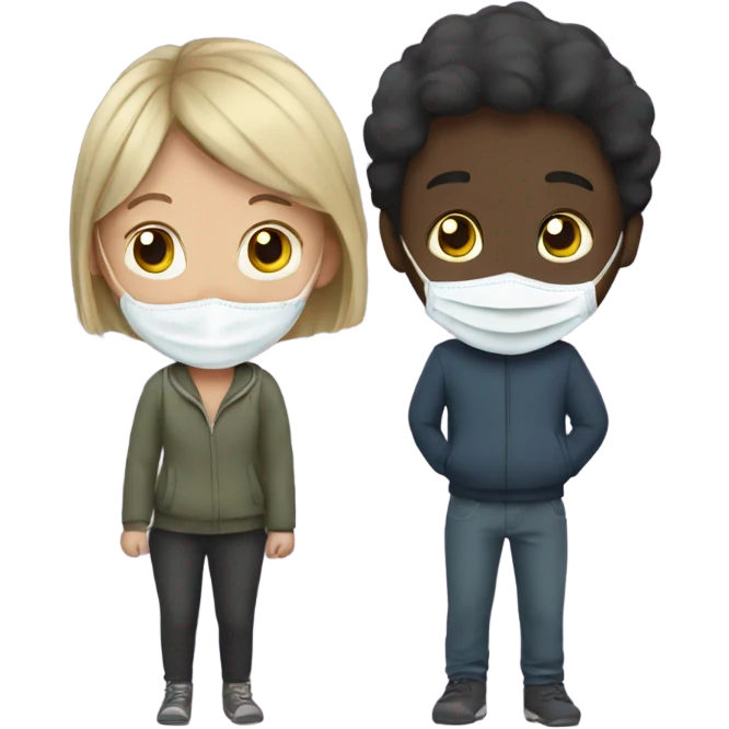 boy and girl with masks emoji