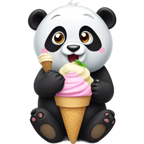 Panda eating ice cream emoji