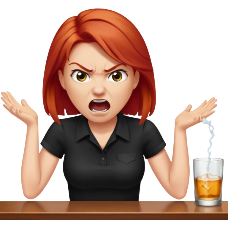 A raid haired woman yelling at a bartender emoji