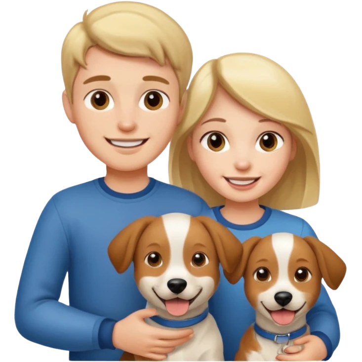 Girl and boy with a dog emoji