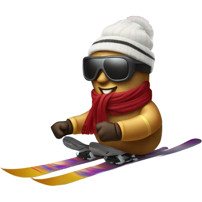 Potato skiing down a mountain emoji